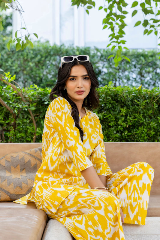 Marigold Dream Ikat Cotton Co-ord Set