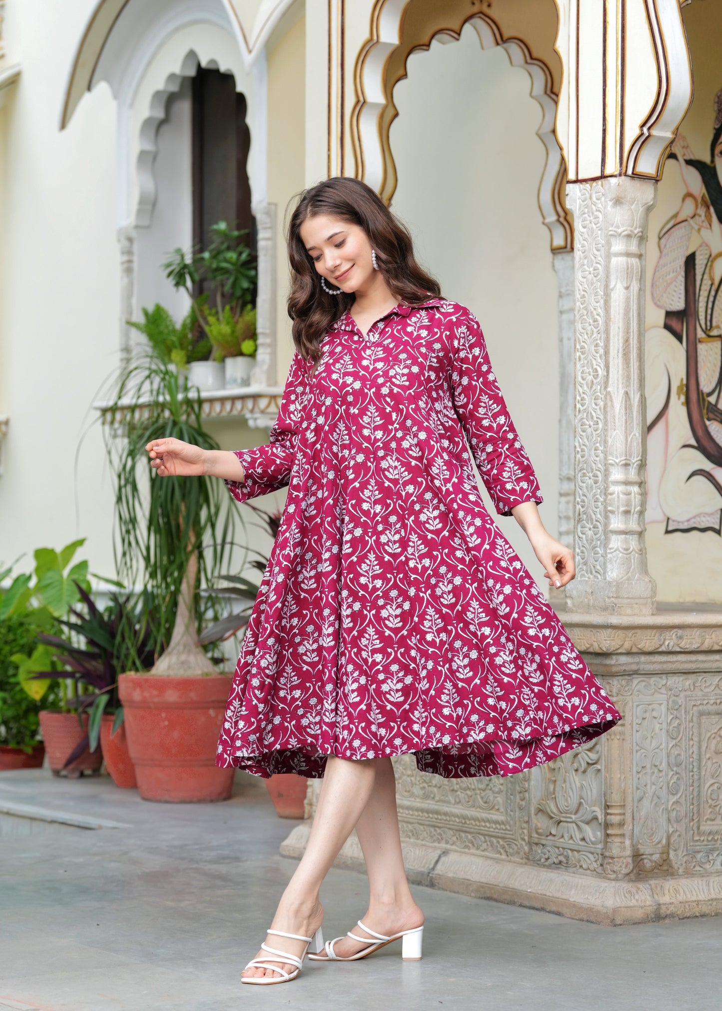 Fuchsia Festive Flared kurta