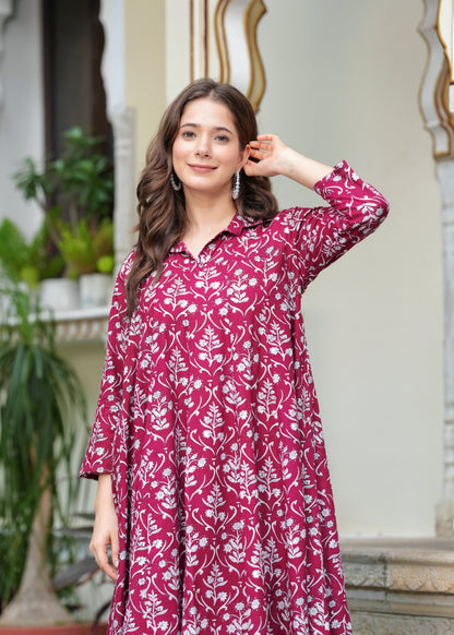 Fuchsia Festive Flared kurta