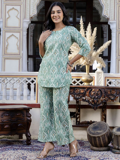 Emerald Whispers Cotton Co-ord Set