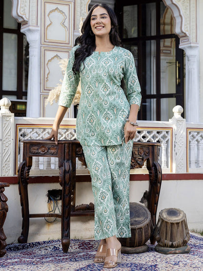 Emerald Whispers Cotton Co-ord Set