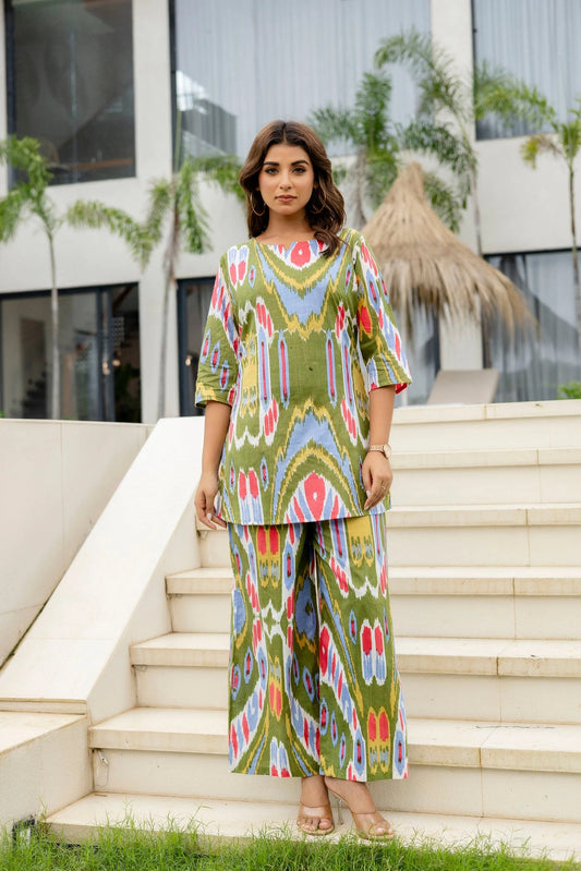 Forest Flow Green Cotton Co-ord Set