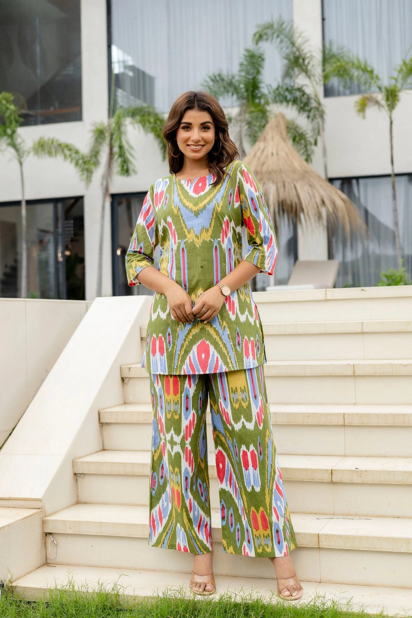 Forest Flow Green Cotton Co-ord Set