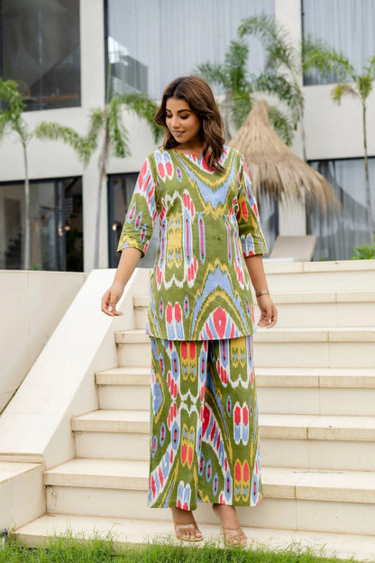 Forest Flow Green Cotton Co-ord Set