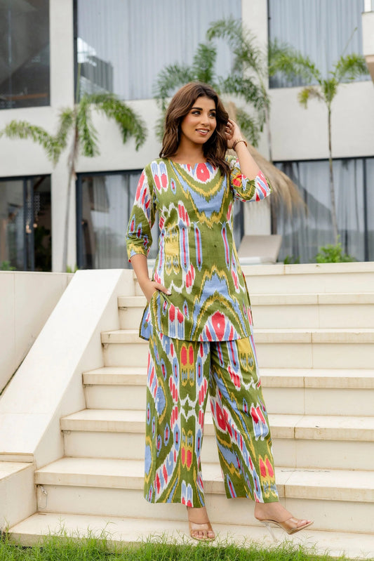 Forest Flow Green Cotton Co-ord Set