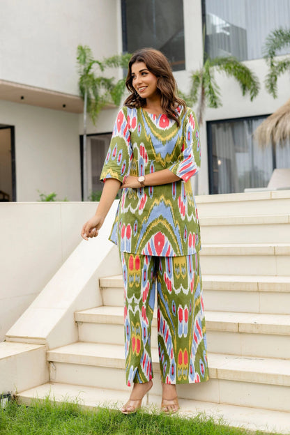 Forest Flow Green Cotton Co-ord Set