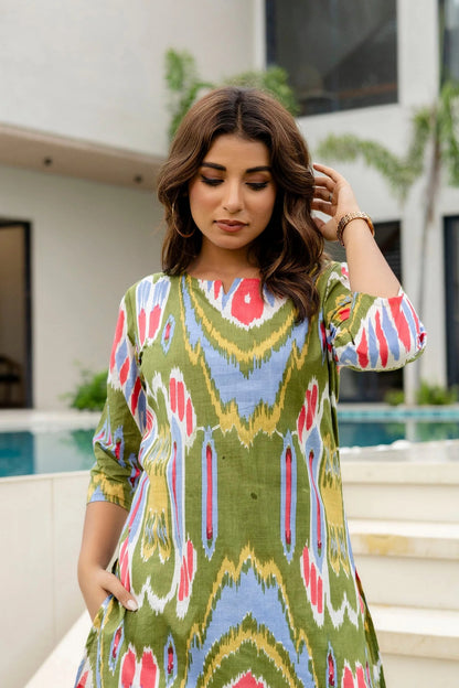 Forest Flow Green Cotton Co-ord Set