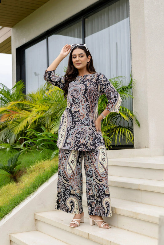 Carbon Calm Black Cotton Co-ord Set