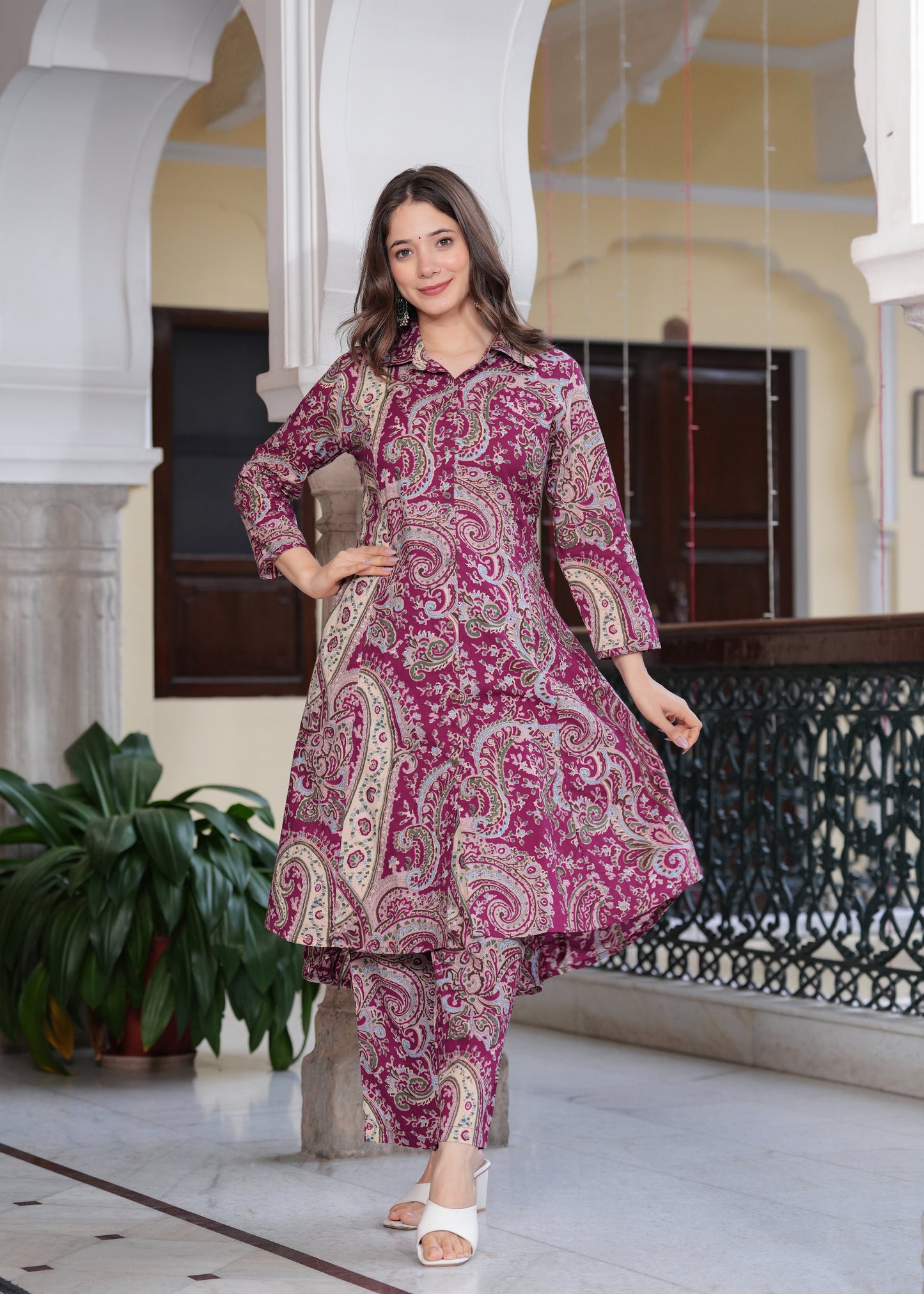 Pink Cotton Mandana Print Cord Set For Women