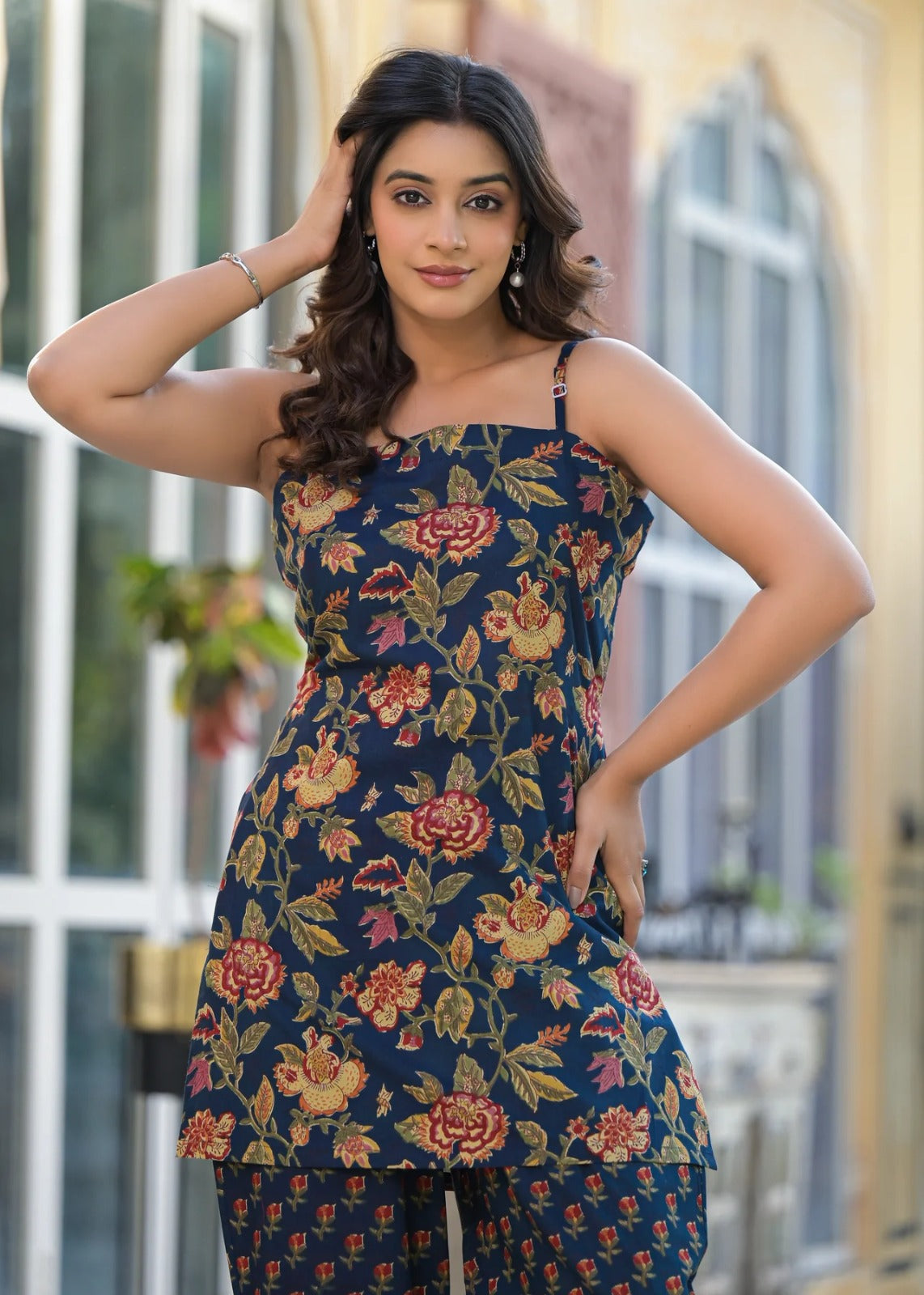 Ruhani Blue Printed Cotton Co-Ord Set