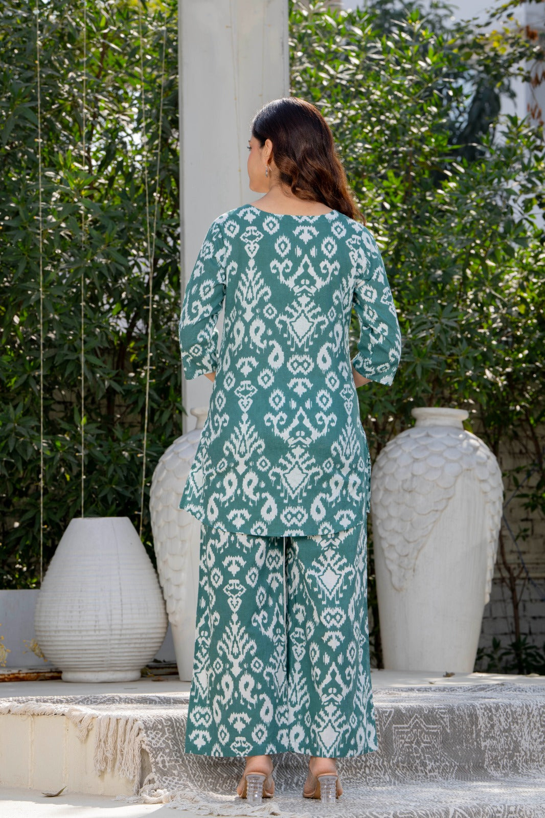 Verdant Hues Abstract Cotton Co-ord Set