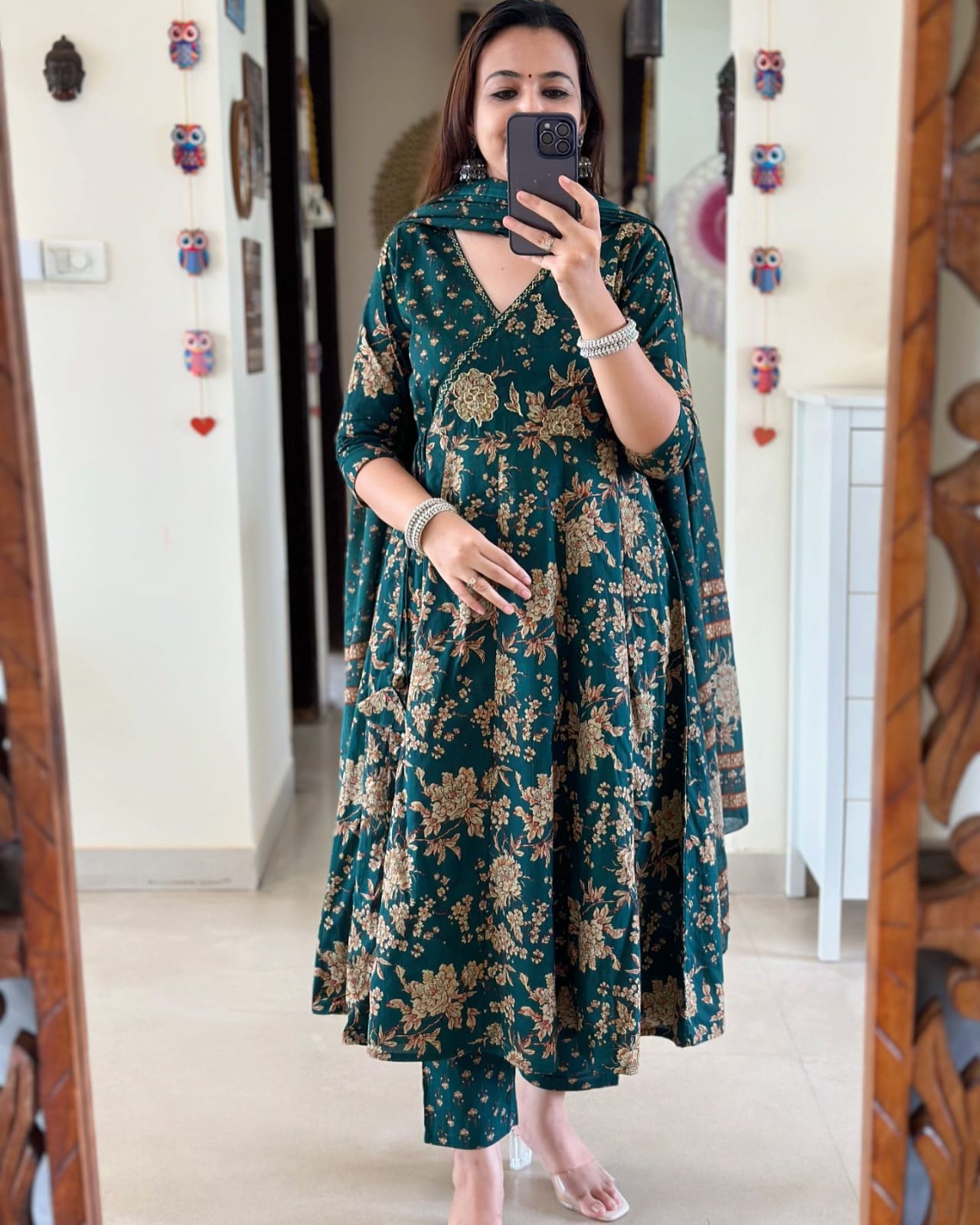 Dark Green Kurta And Pant With Dupatta For Women
