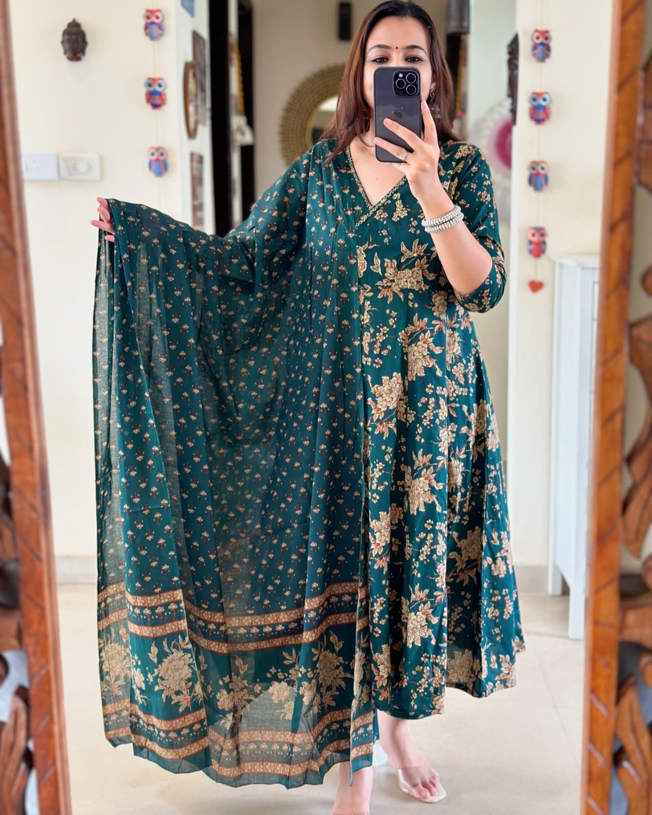 Dark Green Kurta And Pant With Dupatta For Women